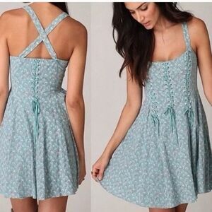 Free People• Green Desert Rose Corset Dress Womens size 2